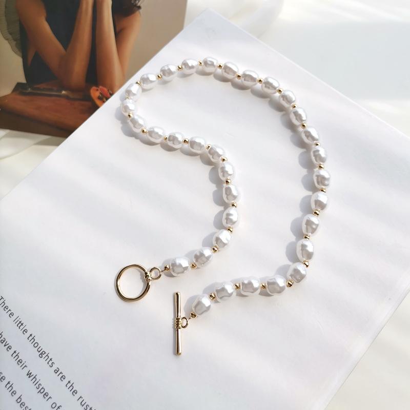

Chokers LOVOACC Korean Elegant Imitation Pearl Pendant Necklaces For Women Golden Toggle Clasp Circle Necklace Bridal Jewelry