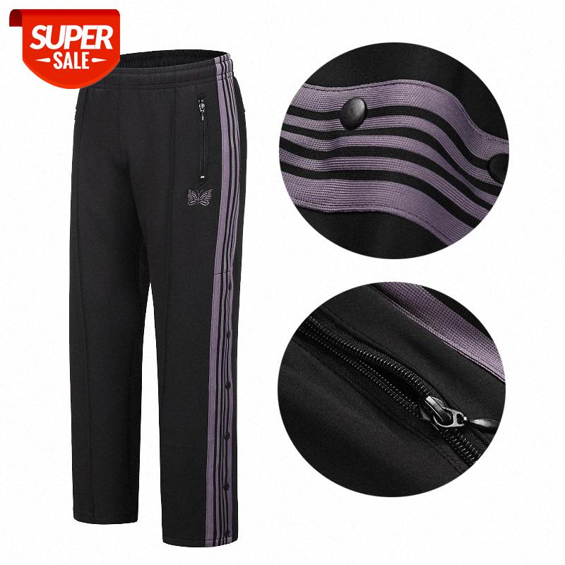 

Retro butterfly embroidery side-breasted woven wide loose track pants INS street hip-hop casual #pP0R, Black