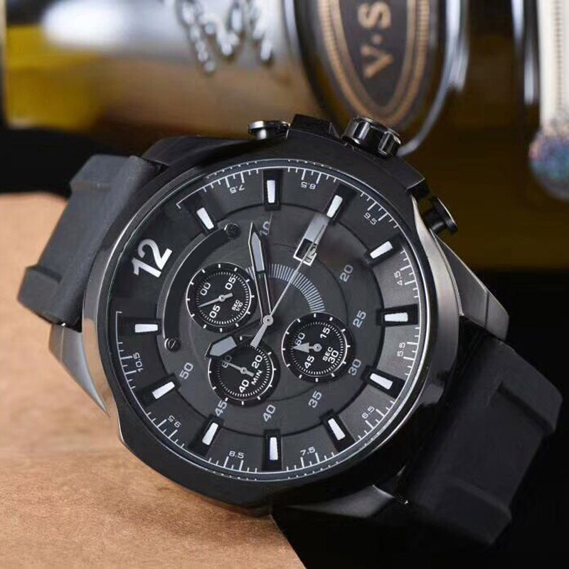 

Montre de luxe Mens Watches Japan Quartz Chronograph Movement Wristwatches SS Fashion Men Military Sports Watch Relogio Masculino Reloj Hombre, Slivery;brown