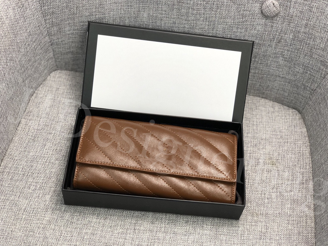 

Wholesale famous brand wallets fashion single zipper cover designer men women leather wallet lady ladies long purses with box