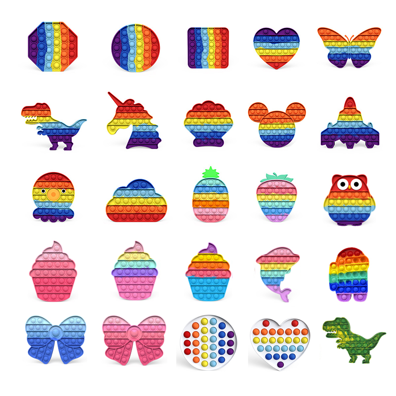 

Tiktok DHL Rainbow Push Pop It Fidget Toy Sensory Finger Fun Squeeze Bubble Autism Special Needs Anxiety Stress Reliever for Office Workers