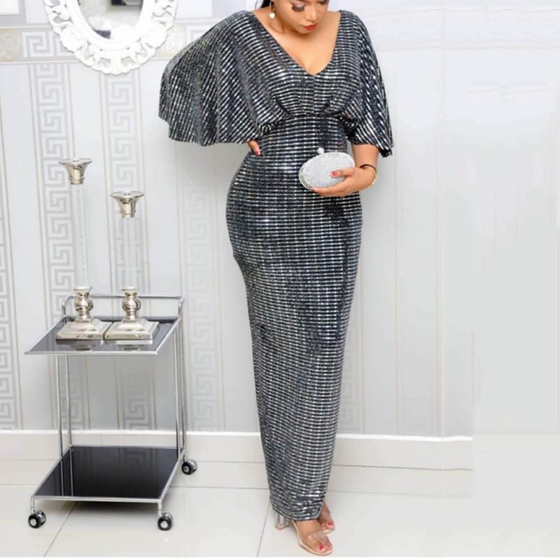 

Summer Sexy Club Luxury Gray Party Women Long Pencil Dresses Tunic High Waist Backless Female Sequin Glitter Evening Maxi Dress, Grey-square sequins