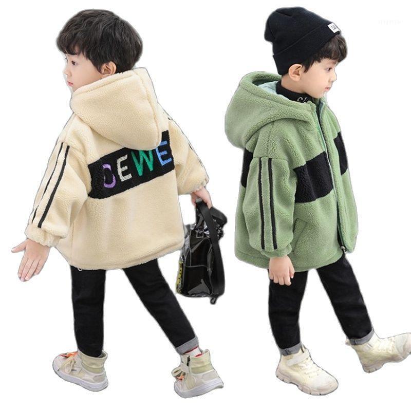 

Jackets Boys' Coat Autumn And Winter Children's Clothing Thickened Cotton Padded Furry Sweater Jacket Baby, Blue;gray