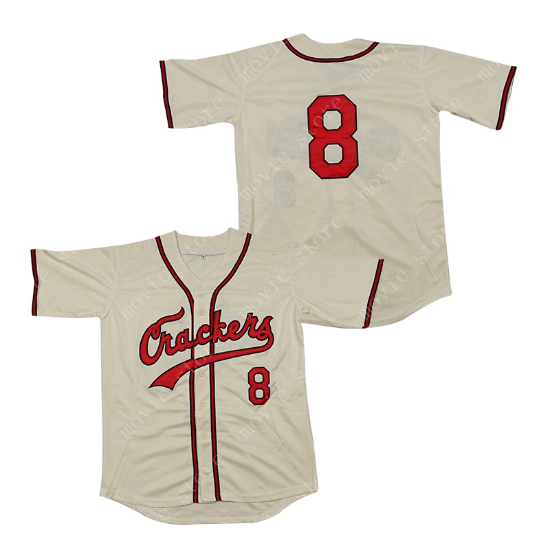 

Men's 1957 Atlanta Crackers #8 Button-Down Baseball Jersey Stitched, Blue;black