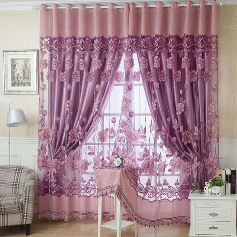 

Curtain & Drapes Elegant Luxurious Jacquard Window Curtains Burnout Tulle For Living Room Bedroom Door