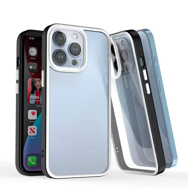 

Premium Quality HD Transparent Acrylic Contract Color Phone Cases for iPhone 13 12 11 Pro Max XR XS X 8 7 Plus, White