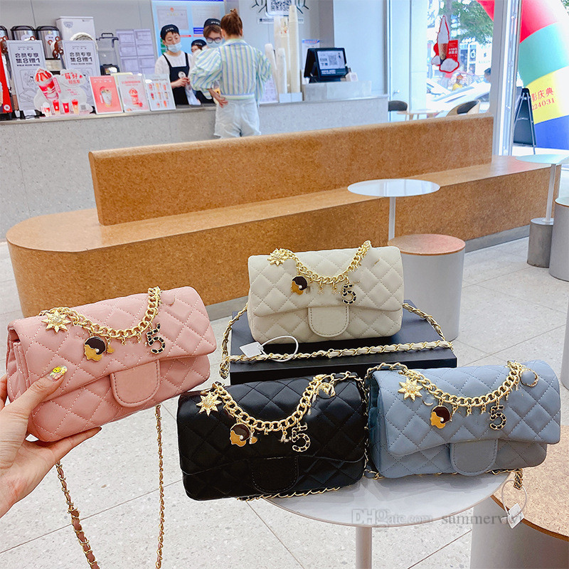 

Designer children Diamond lattice square handbag fashion girls metal chain Rhinestone letter crossbody bag luxury women PU single shoulder bags A7483, Black