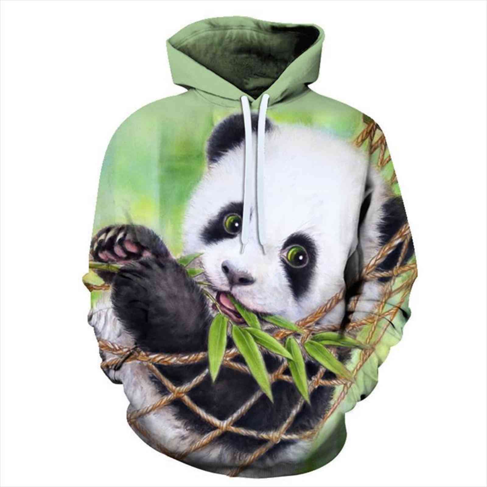 

3d panda print oversized men women hoodies animal casual long sleeve loose sweatshirts female harajuku street sweatshirt clothes, Black