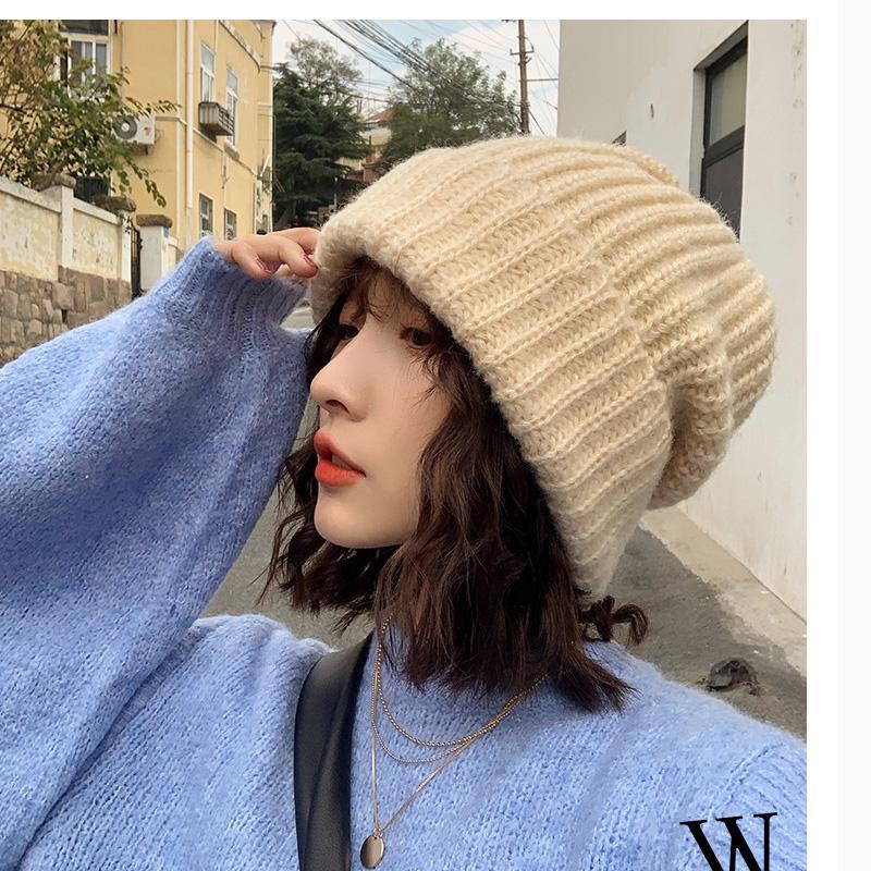 

Beanie/Skull Caps 2022 Slouchy Skullies Woolen Hat Winter Women's Knitted Warm Black No-brimmed Hood