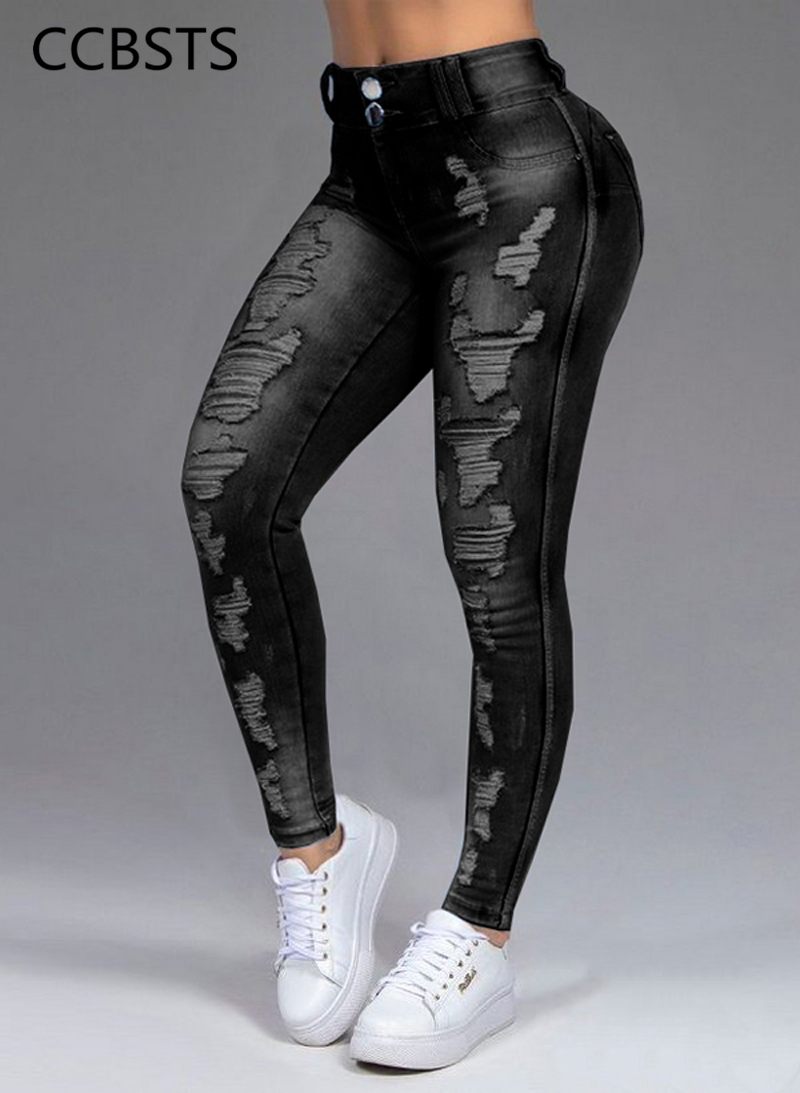 

2011ripped jeans woman high waisted pants aesthetic female streetwear vintage clothing blue denim hollow out skinny trousers girls