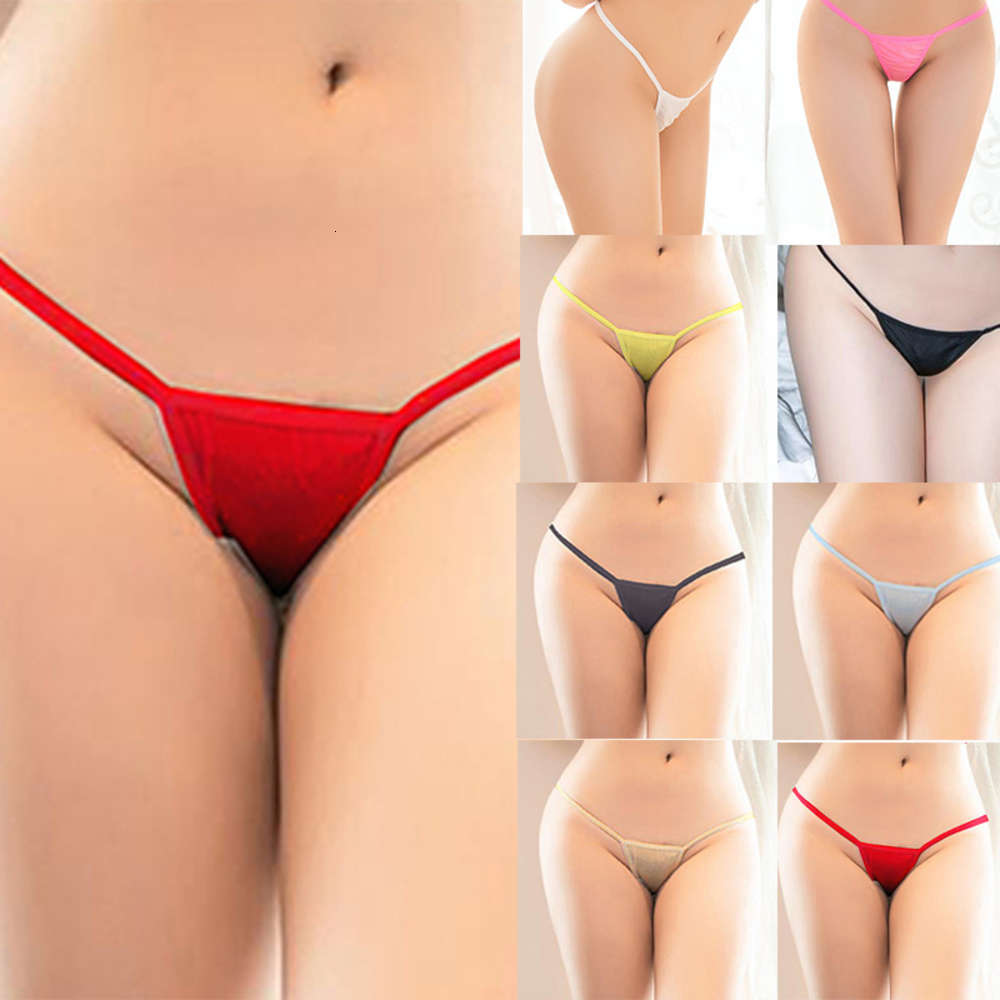 

Women's thong sexy t-pants ultra thin translucent Mini open groin underwear, Black;white