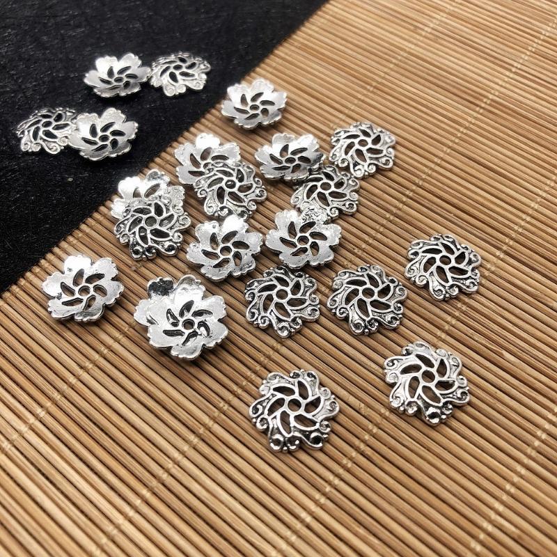

Charms Jewelry Making Supplies Charms, 20Pcs Bead End Caps Findings Flower Shape Silver Color 12x12x2mm, DIY Clip Earring Accessories, Bronze;silver