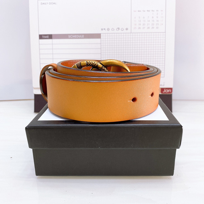 

High Quality Fashion Mens Women Belt Big Buckle Real Leather business yellow Black Belts ceinture homme and box sizes 100-125CM, With box