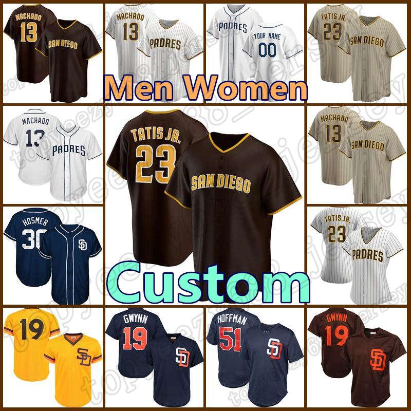 

23 Fernando Tatis Jr. Custom Baseball 13 Manny Machado 19 Tony Gwynn 51 Trevor Hoffman 11 Yu Darvish Padres Jersey 24 Blake Snell Men Women, Blue;black
