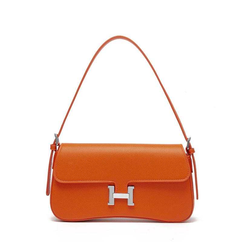 

Leather Hand-held Cross Bag H-button Beancurd Fashionable Foreign Style Armpit High-grade Light Luxury Club Shoulder Bags