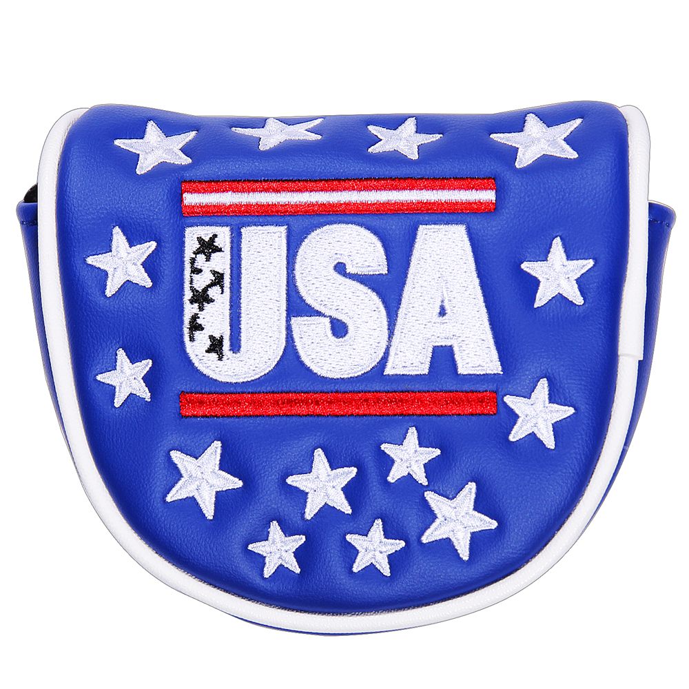 Stars USA Embroidery PU Leather Golf Club Headcover Mid Mallet Putter Covers-image-679066557