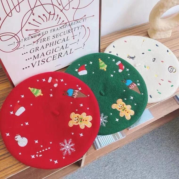 

Berets INS Autumn Winter Hat Christmas Limited Wool French Artist Beret Women Painter Vintage Girls Female Warm Cap Gorro, Green