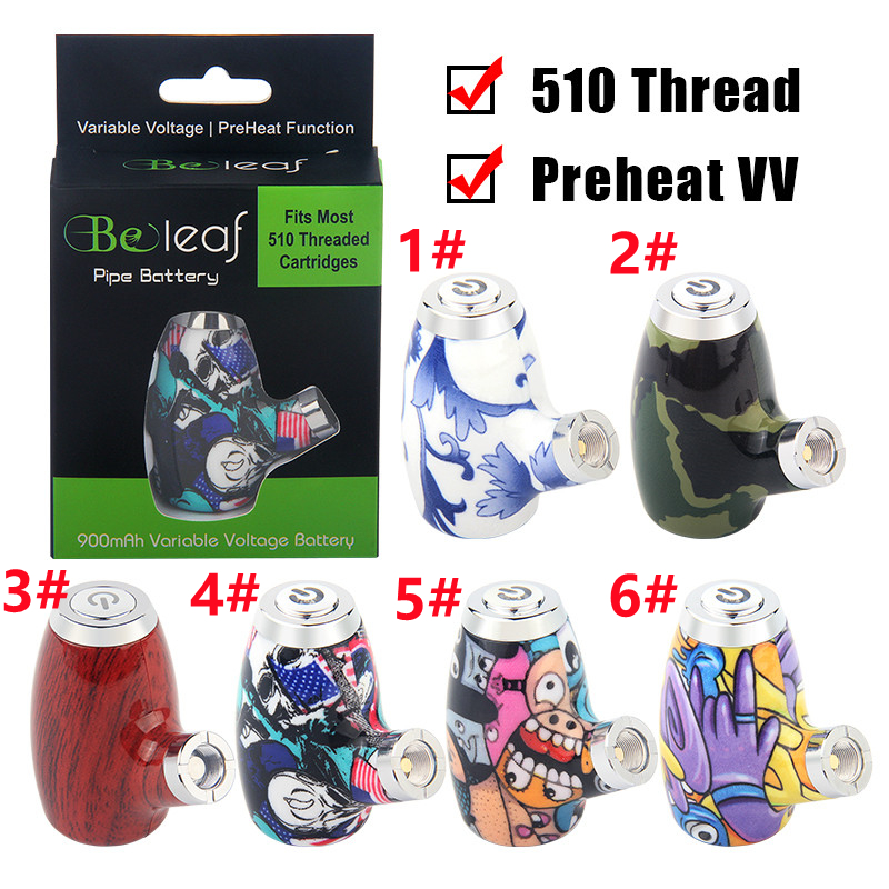 

eCig Pipe VAPE Beleaf 900mah Battery 510 Thread Vaporizer Mod Preheat 3 Temp Setting For Ceramic Coil Vapes Cartridge Retail Box PACK