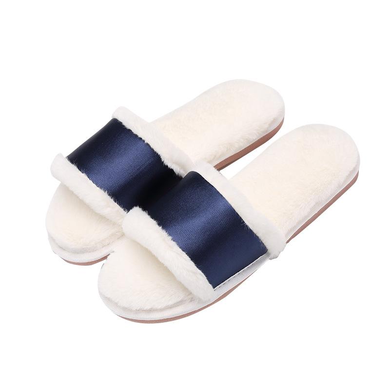 

Slippers Silk Soft Slipper Plush Women Home Indoor Comfortable Flat Spring Autumn Fashion Slides Handmade Non-slip Flip-flops, Lavender