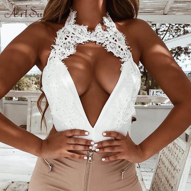 

Turtleneck Lace Floral Bodysuit Women Cut Out Sexy Bodycon Bodysuits Night Club Halter Bralette Slim Jumpsuit ASJU60202, Black