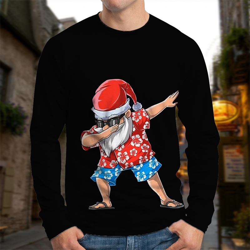 

Cartoon Characters Printed Graphic Men Christmas Shirt Visual Impact Party Top Fashion Round Neck High Quality Sweatshirt, Black