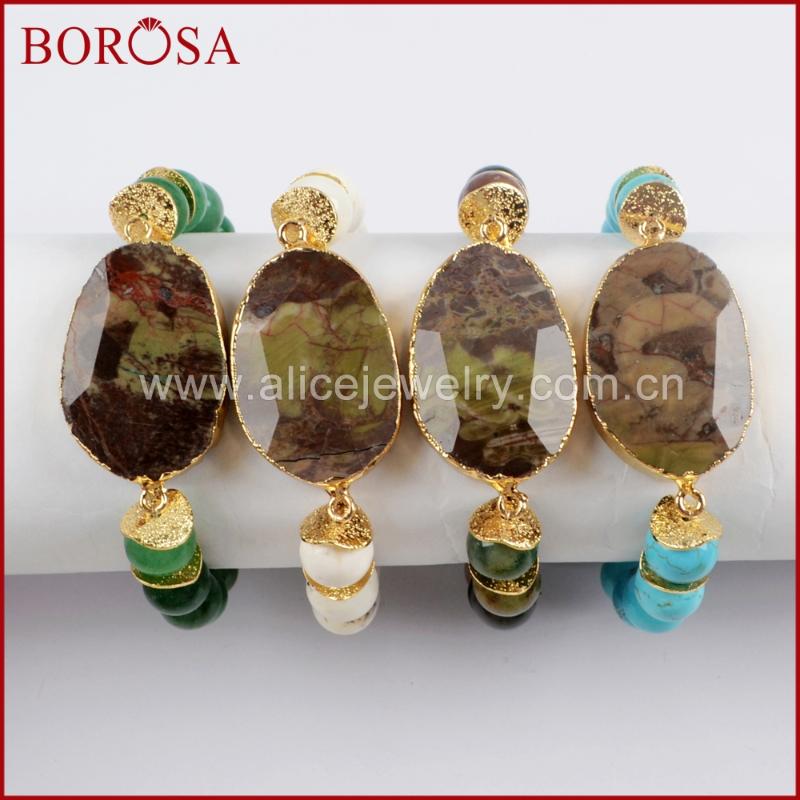 

Beaded, Strands BOROSA 5PCS Handcrafted Gold Color Faceted Spiderweb Crystal With 10mm Natural Multi-Kind Stone Beads Bracelet Gems Bangle G, Black