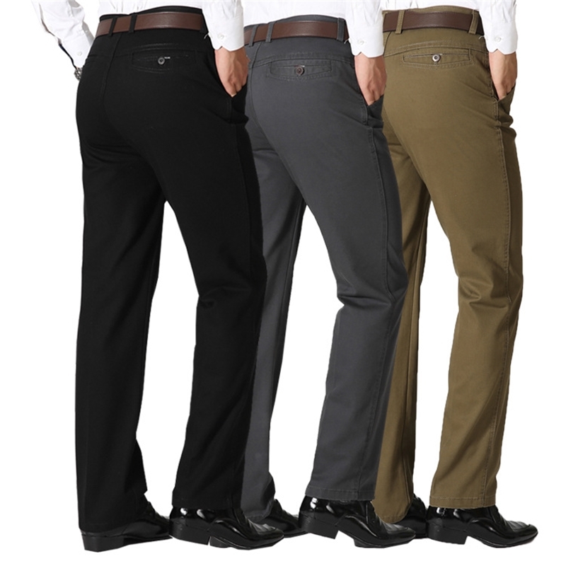 

Autumn winter pure cotton business casual men's middle-aged and elderly loose straight work long pants dad's clothes, 901 khaki