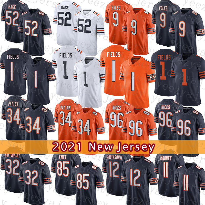 

1 Justin Fields 52 Khalil Mack Football Jersey 34 Walter Payton Roquan Smith Darnell Mooney Akiem Hicks Allen Robinson II Brian Urlacher Gale Sayers Andy Dalton Kmet, Women(size:s-xxl)-xiongdui
