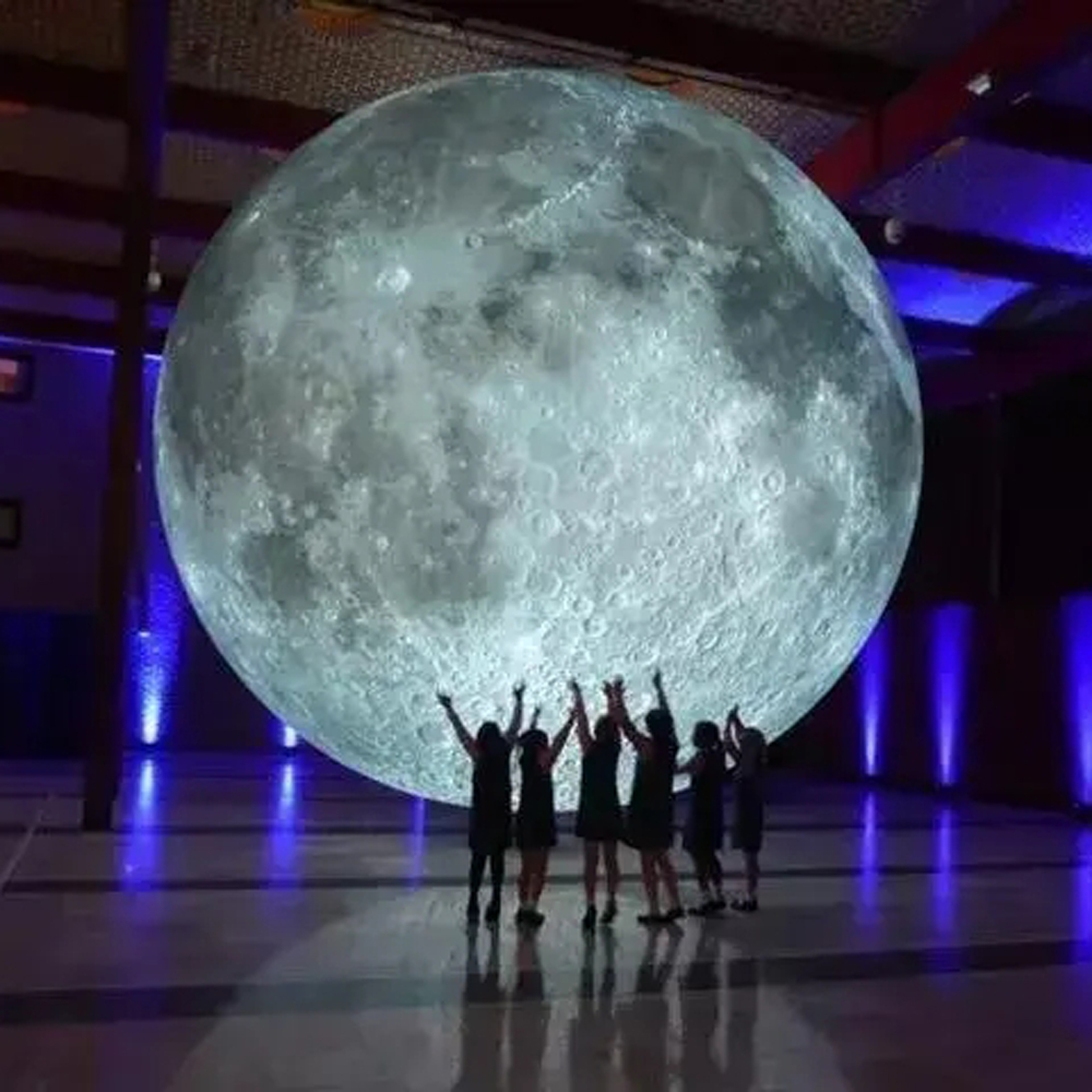 Grey giant illumination inflatable moon ball hanging grounding planet balloon for festival decoration-image-710969615