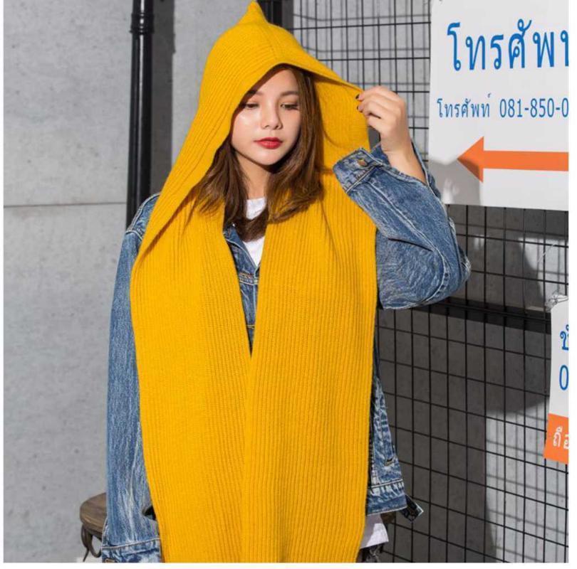 

Scarves Brand Women Wool Hooded Poncho With Hat Winter Warm Lady Wraps Knitted Hood Ladies Scarf Solid 2021 Pashmina 240 X 22 CM, Blue;gray