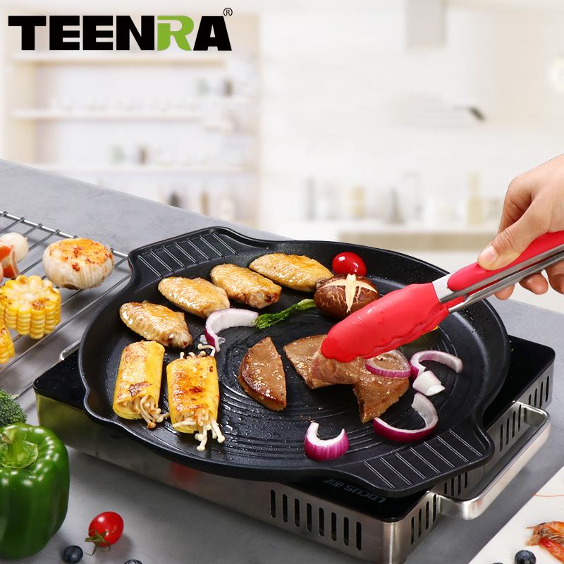 

Pans TEENRA Non-stick Barbecue Plates Home Aluminum Outdoor Cooking Camping Kitchen Accessories