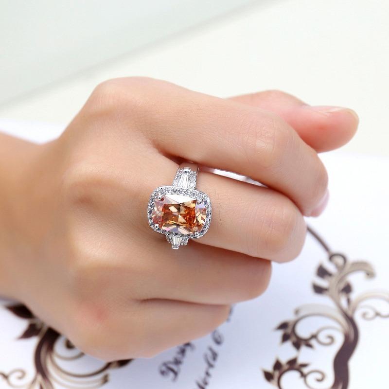Wedding Rings Classic Small Zircon Inlaid Square White Engagement For Women Hand Jewelry Accessories Wholesale-image-704855641