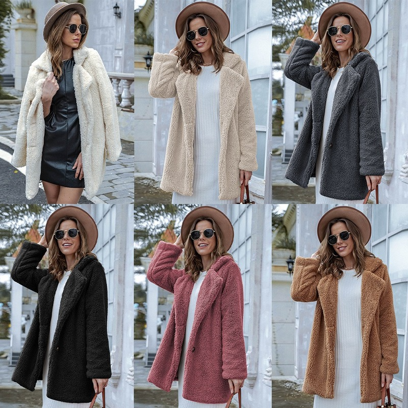 

Women's Teddy Coat Street Daily Going out Fall Winter Regular Coat Regular Fit Warm Breathable Streetwear Cute Jacket Long Sleeve Solid, Black