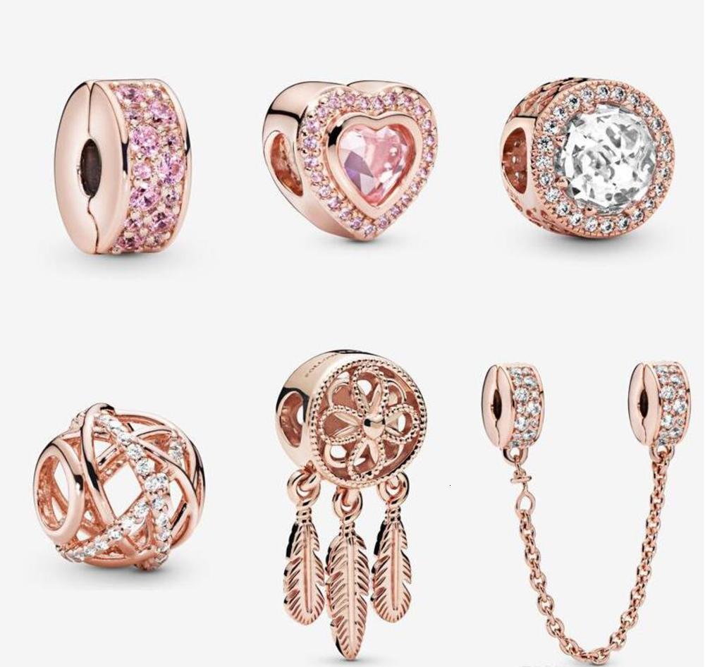 

S925 Sterling silver jewelry Diy Beads Fits pandora Style Charm For Pandora Bracelets For European rose gold Bracelet&Collier