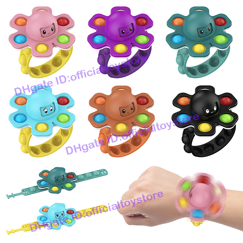 

Fidget Toys Flip Face Changing Fingertip Gyro Bracelet For Adhd Anxiety Stress Relief Decompression Creative Game Spinner
