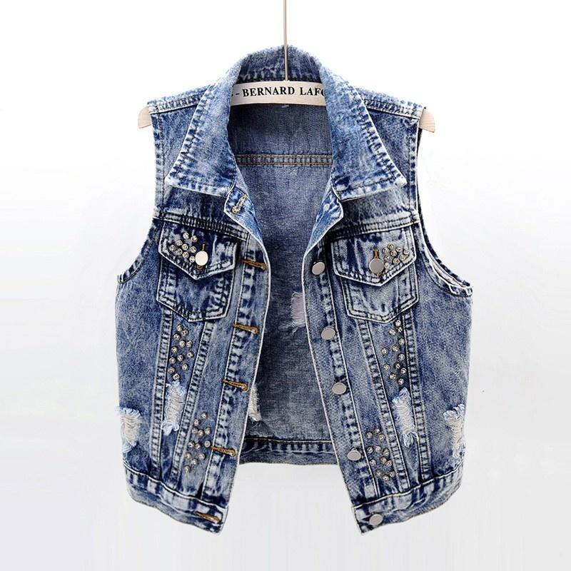 Women Sleeveless Denim Waistcoat 