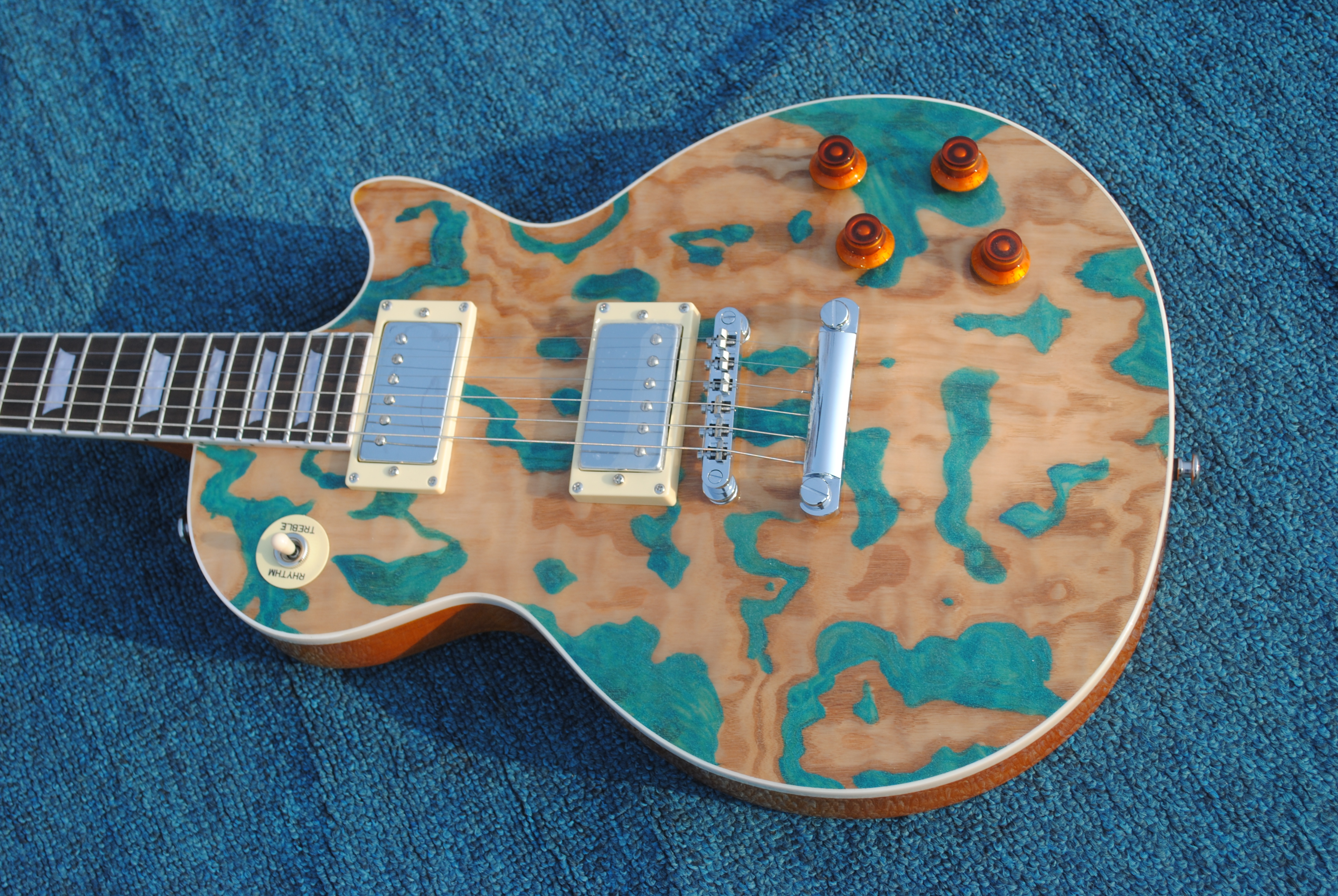 

Rosewood fingerboard electric guitar, Green Silver Map pattern top, Solid mahogany body electric guitar gutiars guitarra