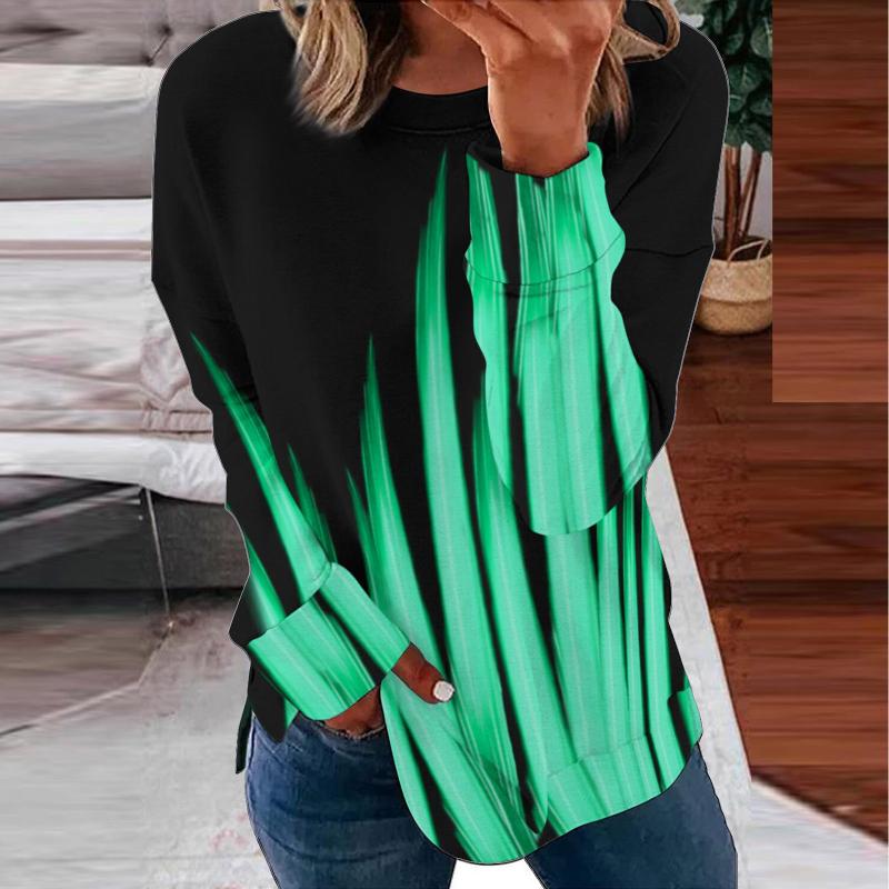 

Women' Blouses & Shirts 40# Geometry Stitching Top Woman' Contrast Color Print Long Sleeve Blouse Shirt Tops O-neck Loose Casual Blous, Pp
