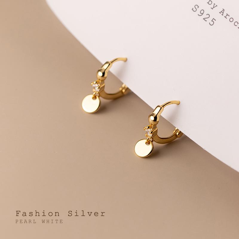 

Hoop & Huggie Real 925 Sterling Silver Disc Zircon Small Earrings For Women Girls Hypoallergenic Jewelry
