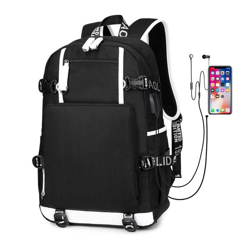 

Waterproof Men's Backpack Unisex Laptop USB Charging Oxford Casual School Bags Travel Male Schoolbag