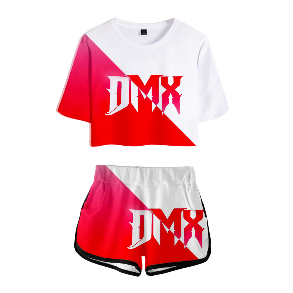 

2021 New Earl Simmons 2 pieces Set Sexy Tshirt Summer Kawaii Girl Fashion Casual Sets Preppy Style DMX Women Streetwear X0428, Gray