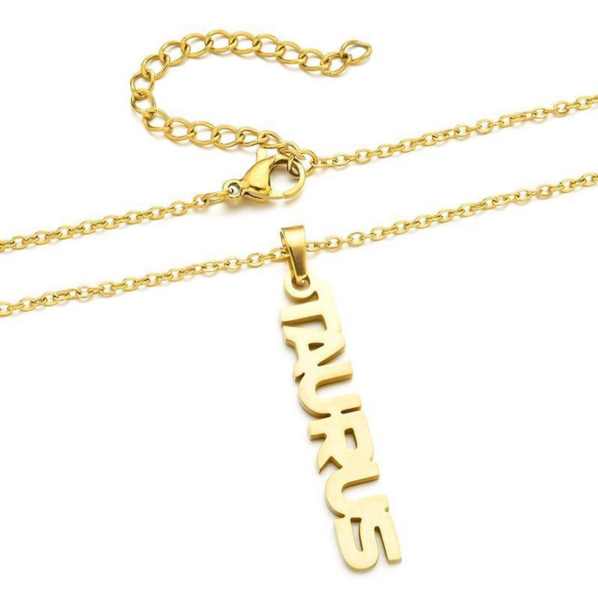 

12 signs 18k Stainless steel constell pendant necklace gold chains letter zodiac necklaces women men fashion jewelry will and sandy, Silver