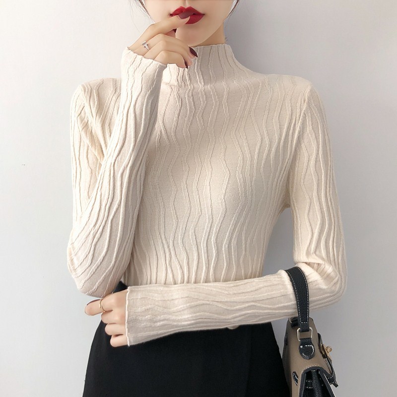 

Paris Girl Turtleneck Ladies Sweater Bottoming Shirt Women Casual Knitwear Autumn Knitted Tops Vintage Slim Tight Knit Pullover 210524, Blue