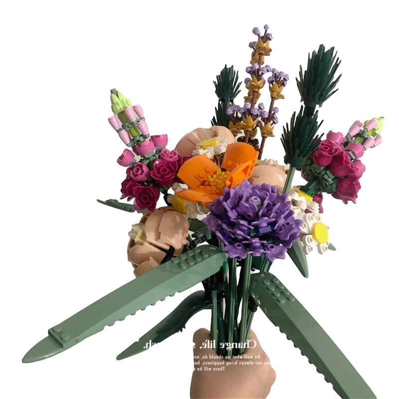 

Creative Ideas Series Bouquet Flowers Model Building Blocks Home Furnishings Bricks Assembling DIY Toys for Children X0503