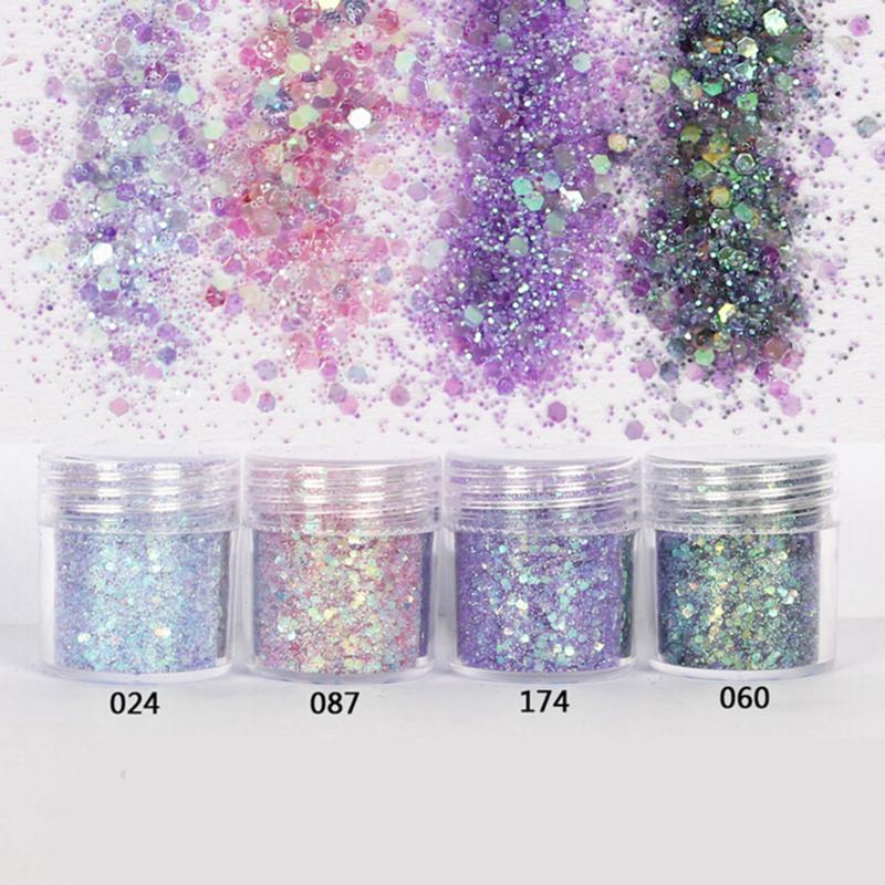 1Box 10ml 2020 Nail Art Pink Purple Mixed Nail Glitter Powder Hexagon Shape Glitter Powder Sheets Tips Art Set-image-692134518