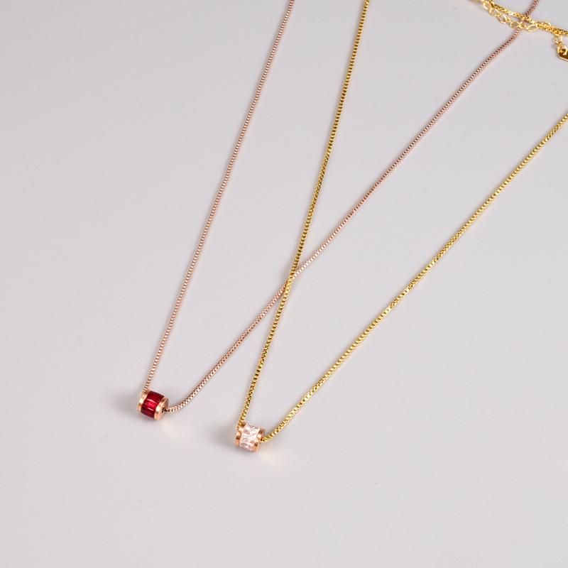 

Pendant Necklaces Korean Necklace Titanium Steel Slim Chain Women's Birthday Gift Valentine's Day, Silver