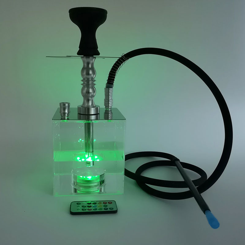 

Hookah Arabian Full Set Bar Small Acrylic with Light Single Pipe Accessories
