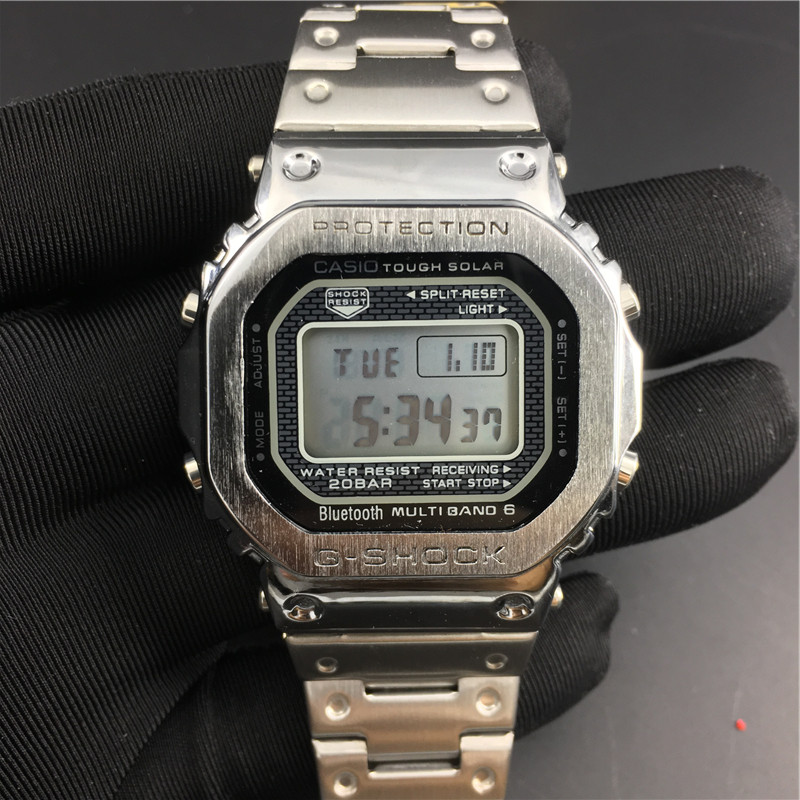 

Luxury designer watch Wristwatches stainless steel GMW B5000 sliver gold mens LED Electronic digital Square casual sport 35th, Slivery;brown