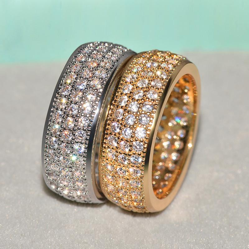 

Cluster Rings Christmas 14 K Yellow Gold Color Ring For Women Origin Natural 1.5 Diamond Gemstone Silver 925 Jewelry Engagement, Golden;silver