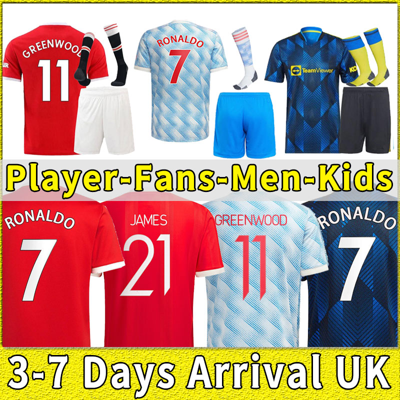 

2021 2022 POGBA MANCHESTERes Soccer Jersey FERNANDES CAVANI UTD RASHFORD Kid Man kit Football Shirt 21 22 RONALDOS UNITED uniform player version full set sock shorts, Away